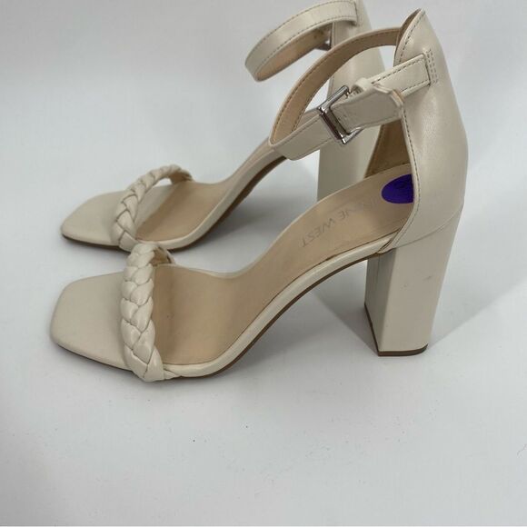 Nine West Cream Braided Block Heel Sandals size 8.5 - Picture 4 of 6